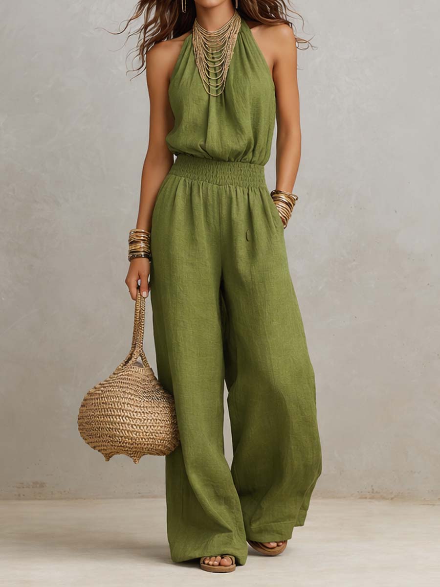Valeria | Mono de pierna ancha con escote halter