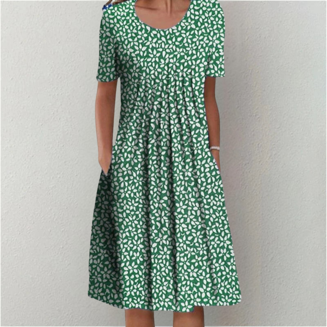 ENSLEY | Vestido Midi Floral Elegante que Disimula el Abdomen