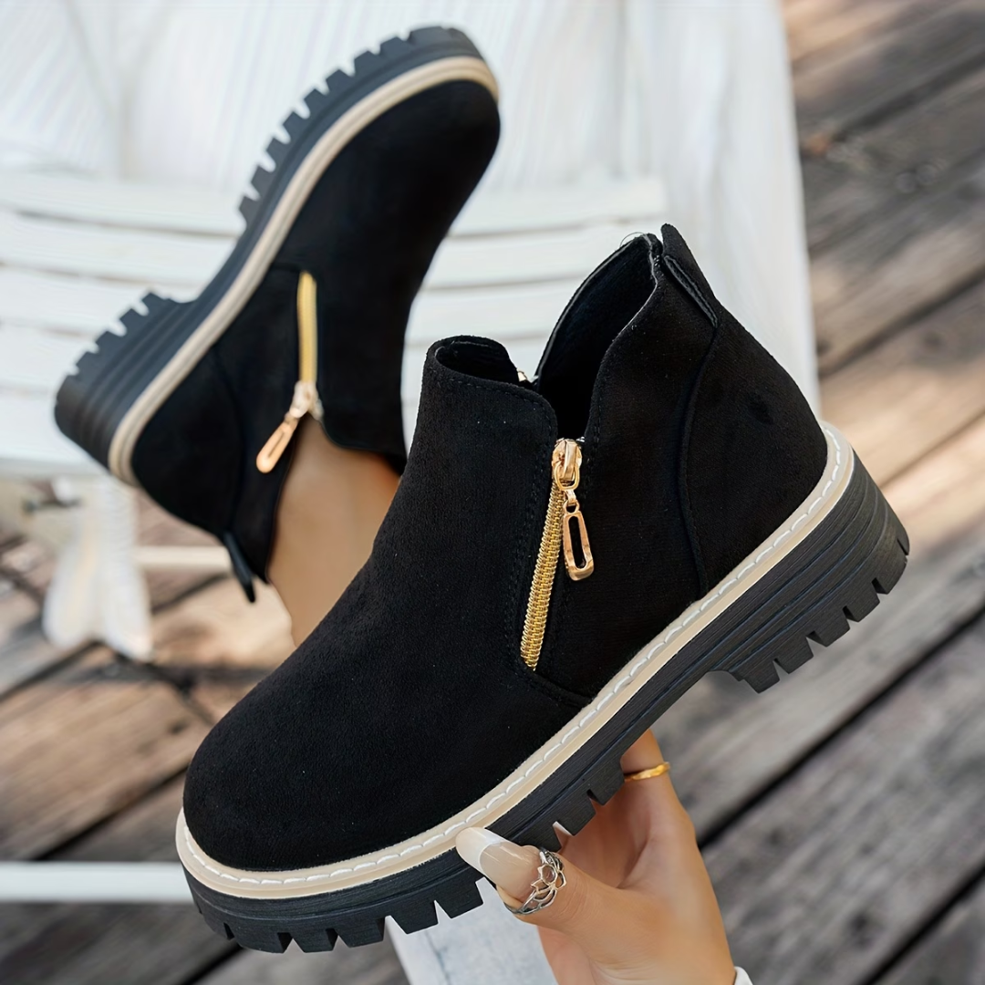 Nicoletta | Botines elegantes con cremallera dorada