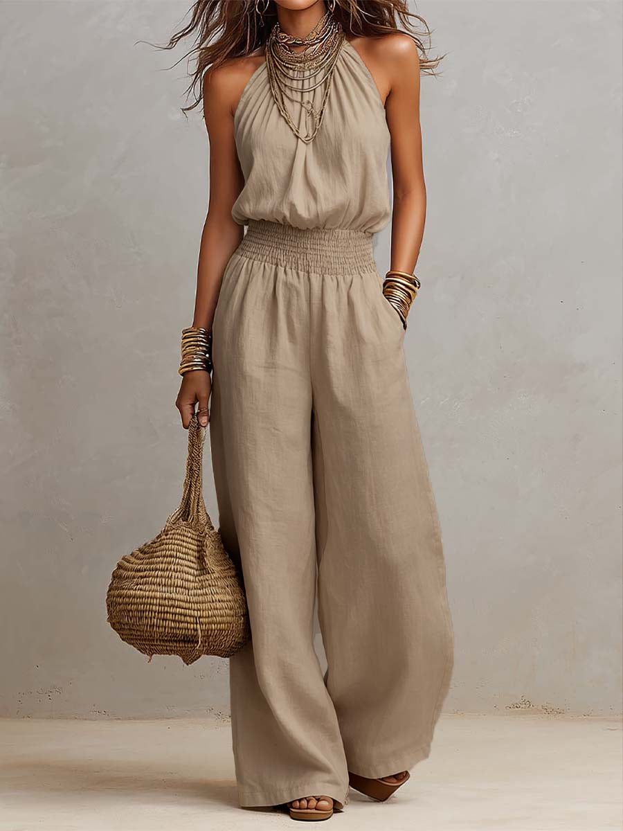 Valeria | Mono de pierna ancha con escote halter