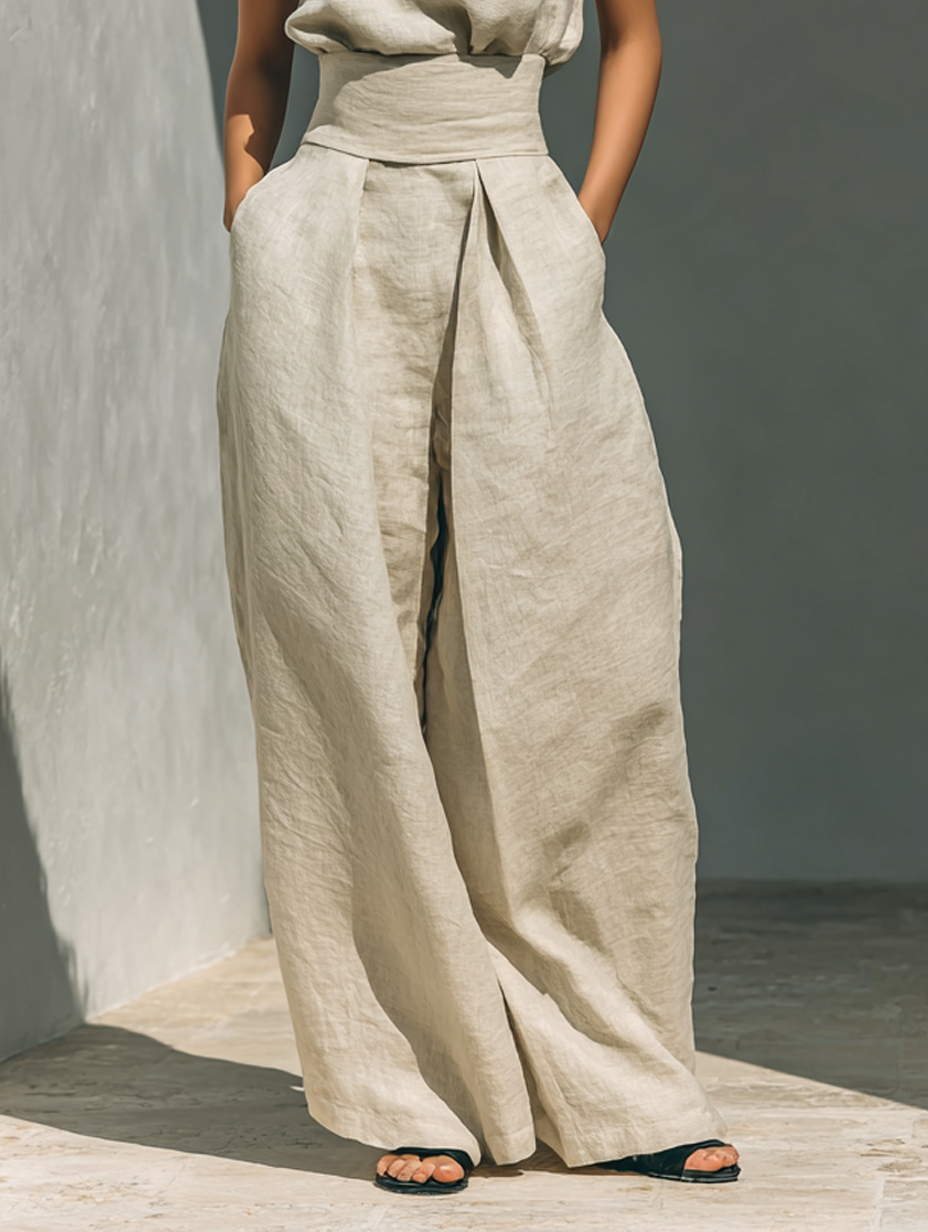 Chiara | Conjunto minimalista de blusa sin mangas y pantalón ancho