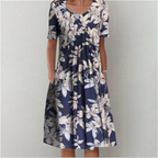 ENSLEY | Vestido Midi Floral Elegante que Disimula el Abdomen