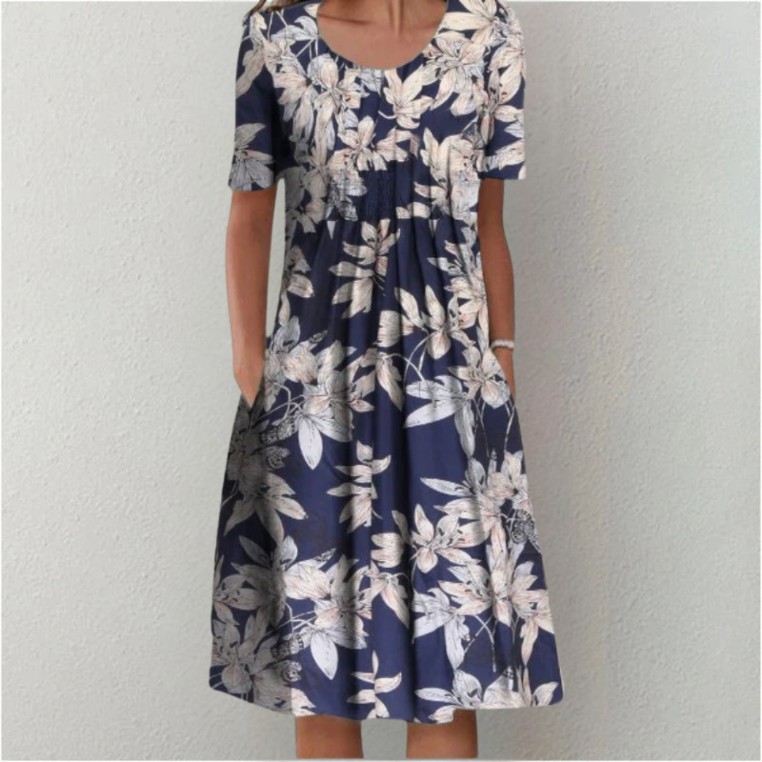 ENSLEY | Vestido Midi Floral Elegante que Disimula el Abdomen