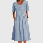 KAY | Vestido Midi de Rayas Elegante que Disimula el Abdomen
