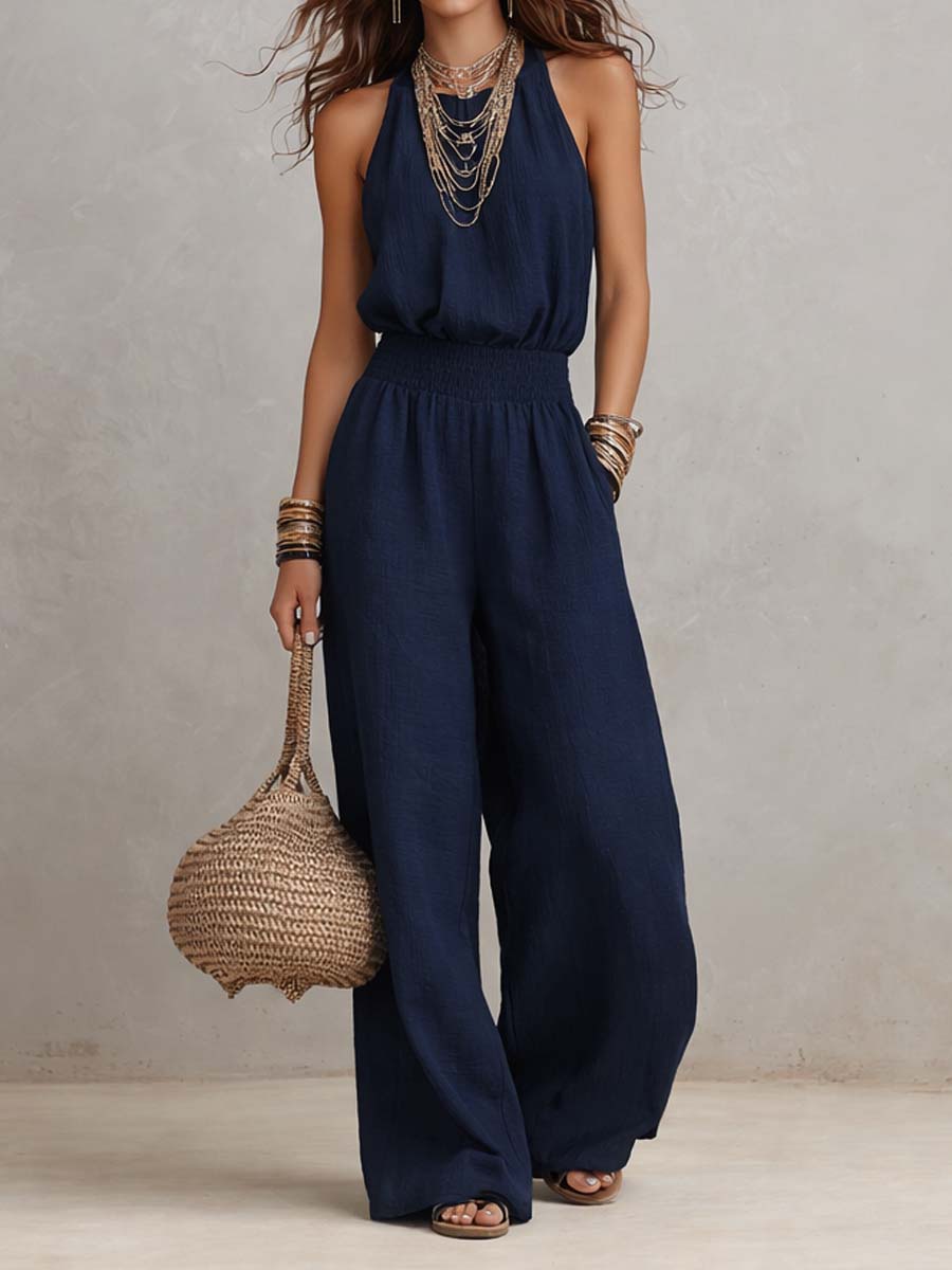 Valeria | Mono de pierna ancha con escote halter