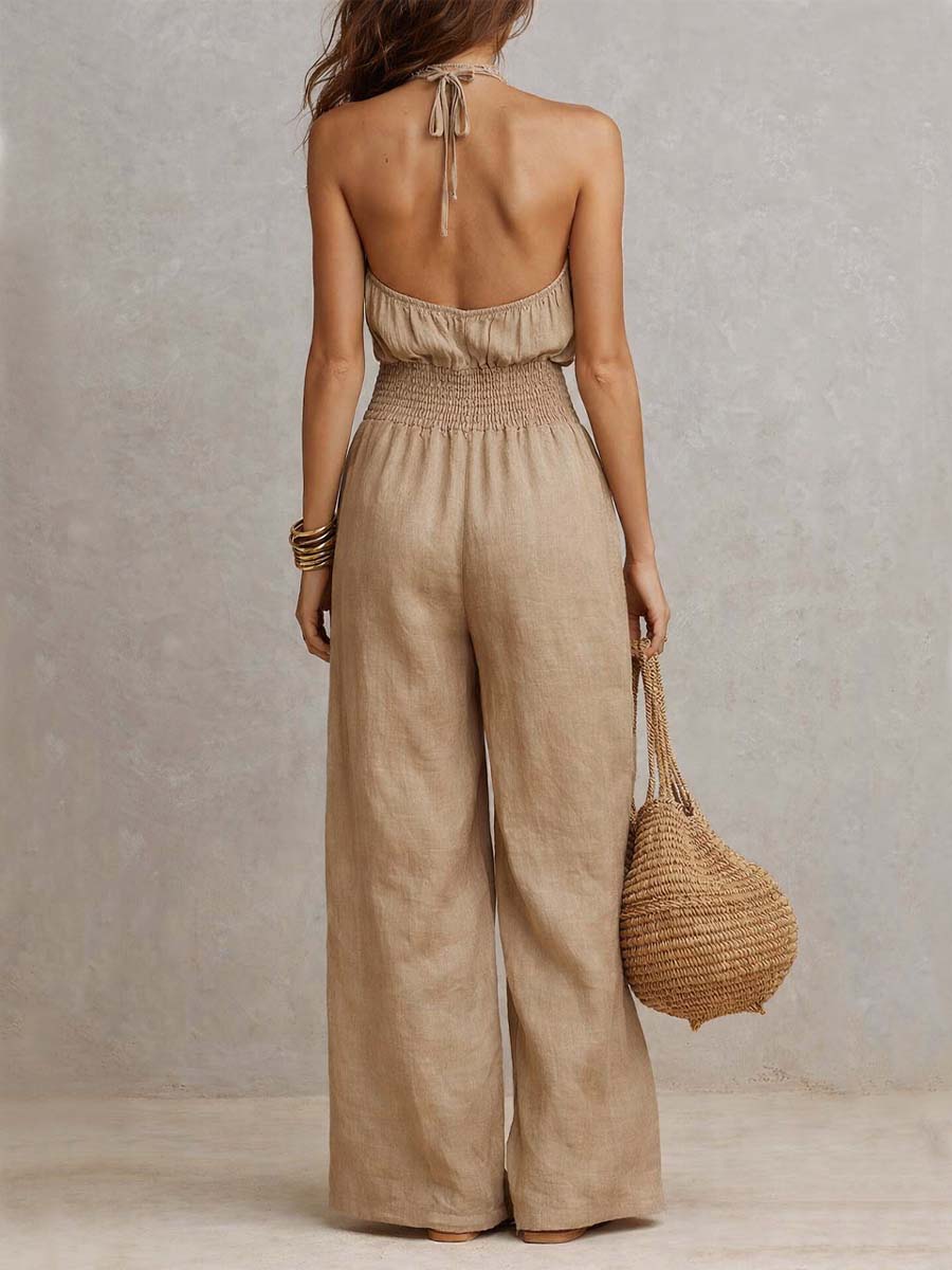 Valeria | Mono de pierna ancha con escote halter