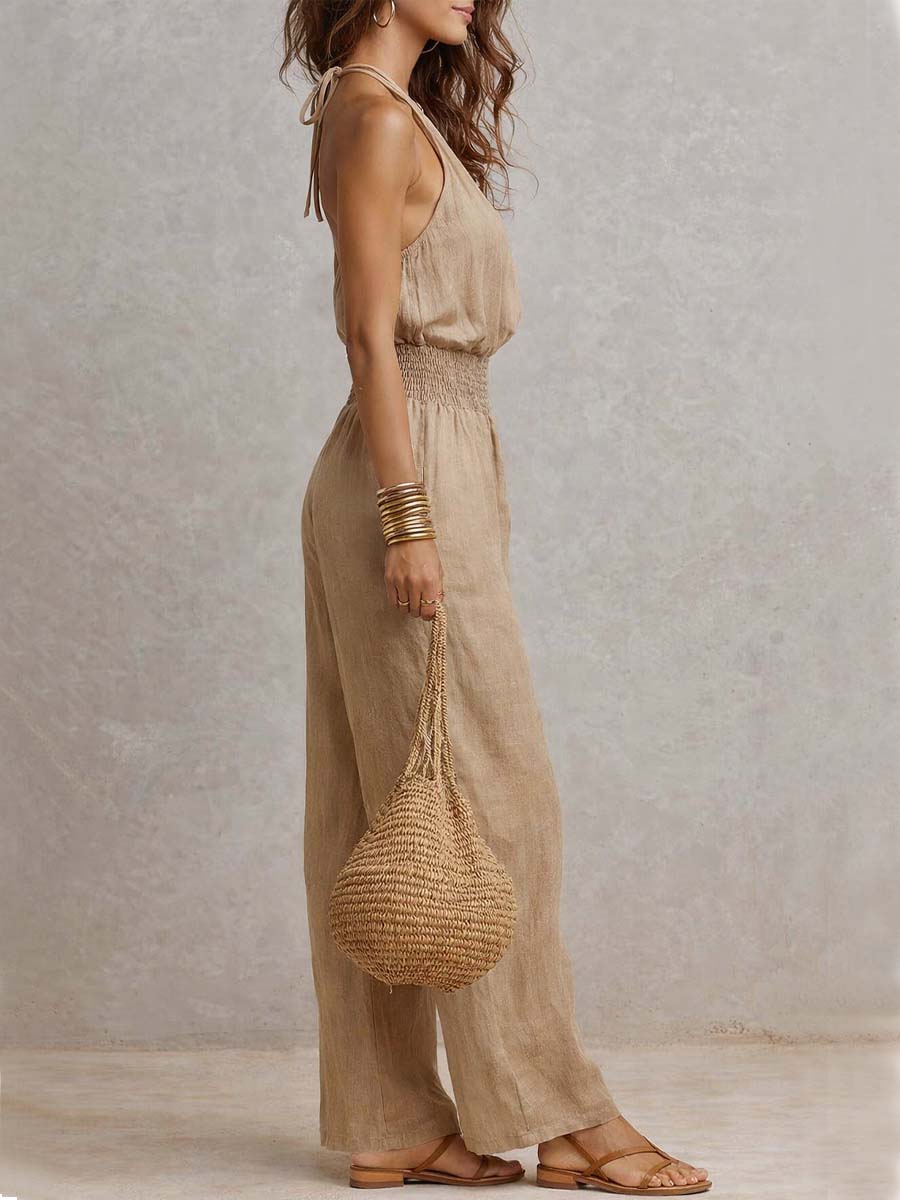 Valeria | Mono de pierna ancha con escote halter
