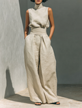 Chiara | Conjunto minimalista de blusa sin mangas y pantalón ancho