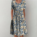 ENSLEY | Vestido Midi Floral Elegante que Disimula el Abdomen