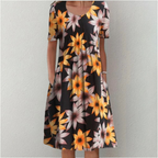 ENSLEY | Vestido Midi Floral Elegante que Disimula el Abdomen