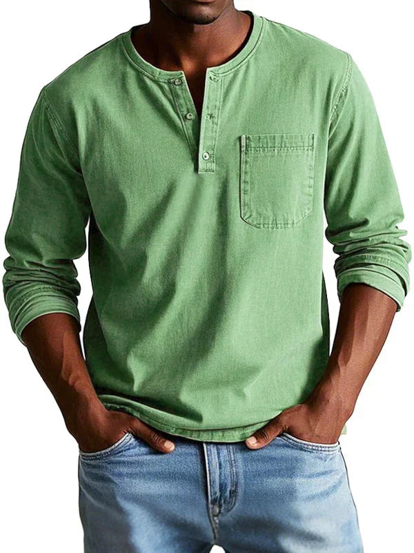Varel | Camiseta Henley Casual de Manga Larga