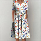 ENSLEY | Vestido Midi Floral Elegante que Disimula el Abdomen