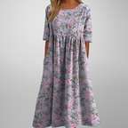 ELARA | Vestido Midi Estampado Elegante que Disimula el Abdomen