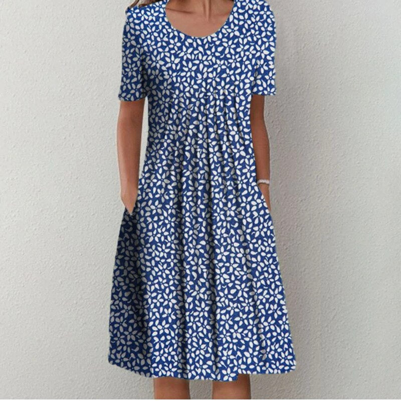 ENSLEY | Vestido Midi Floral Elegante que Disimula el Abdomen