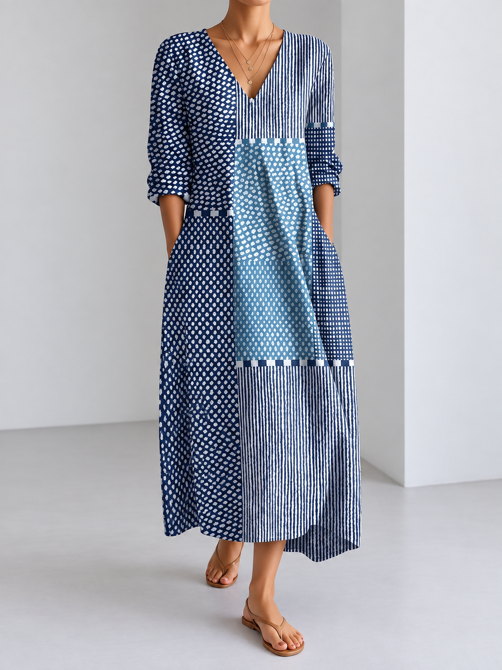Marina | Vestido de lino estampado