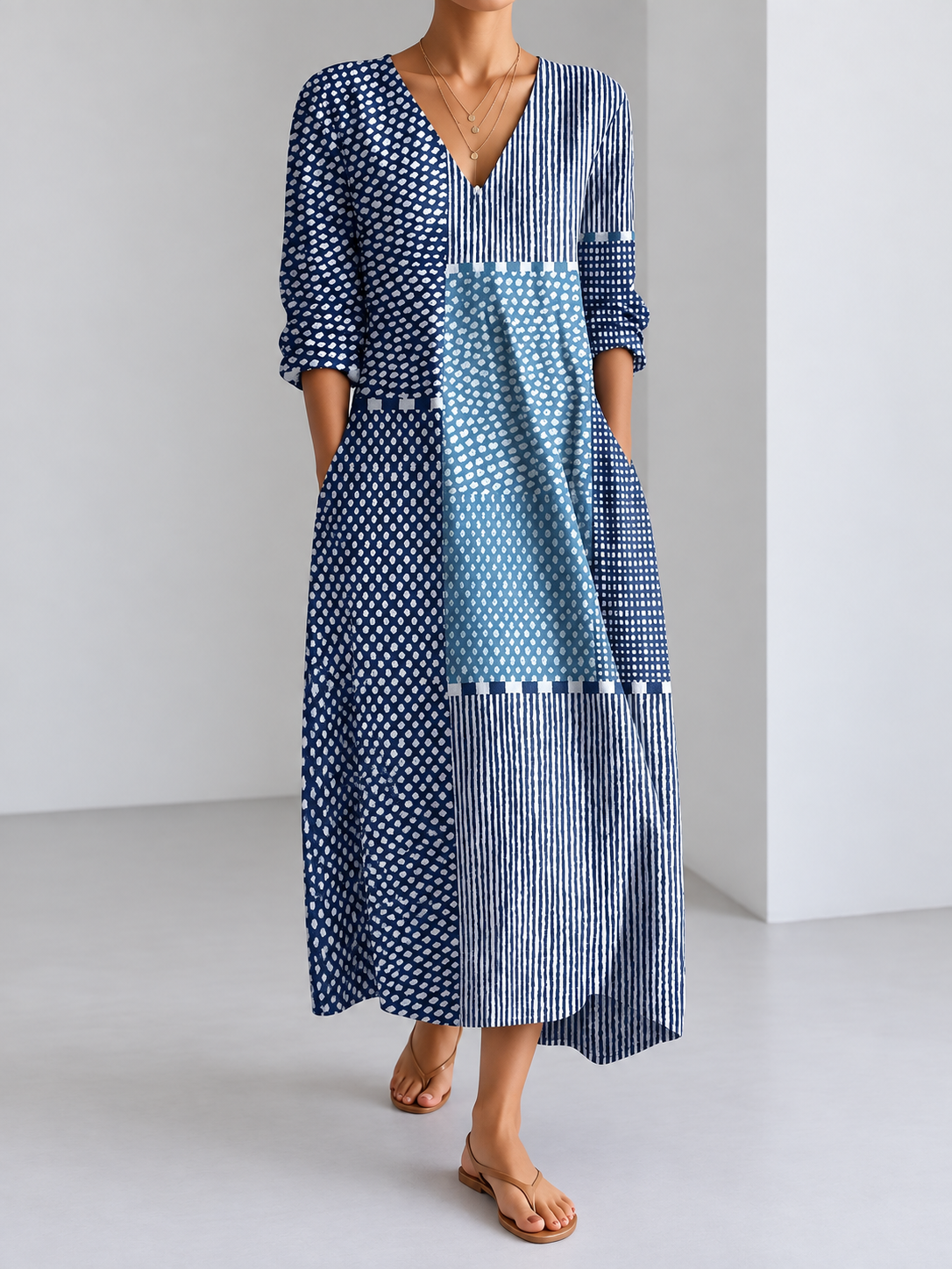 Marina | Vestido de lino estampado