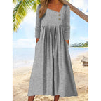 NANCY | Vestido Midi de Rayas Elegante que Disimula el Abdomen