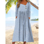 NANCY | Vestido Midi de Rayas Elegante que Disimula el Abdomen