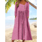 NANCY | Vestido Midi de Rayas Elegante que Disimula el Abdomen