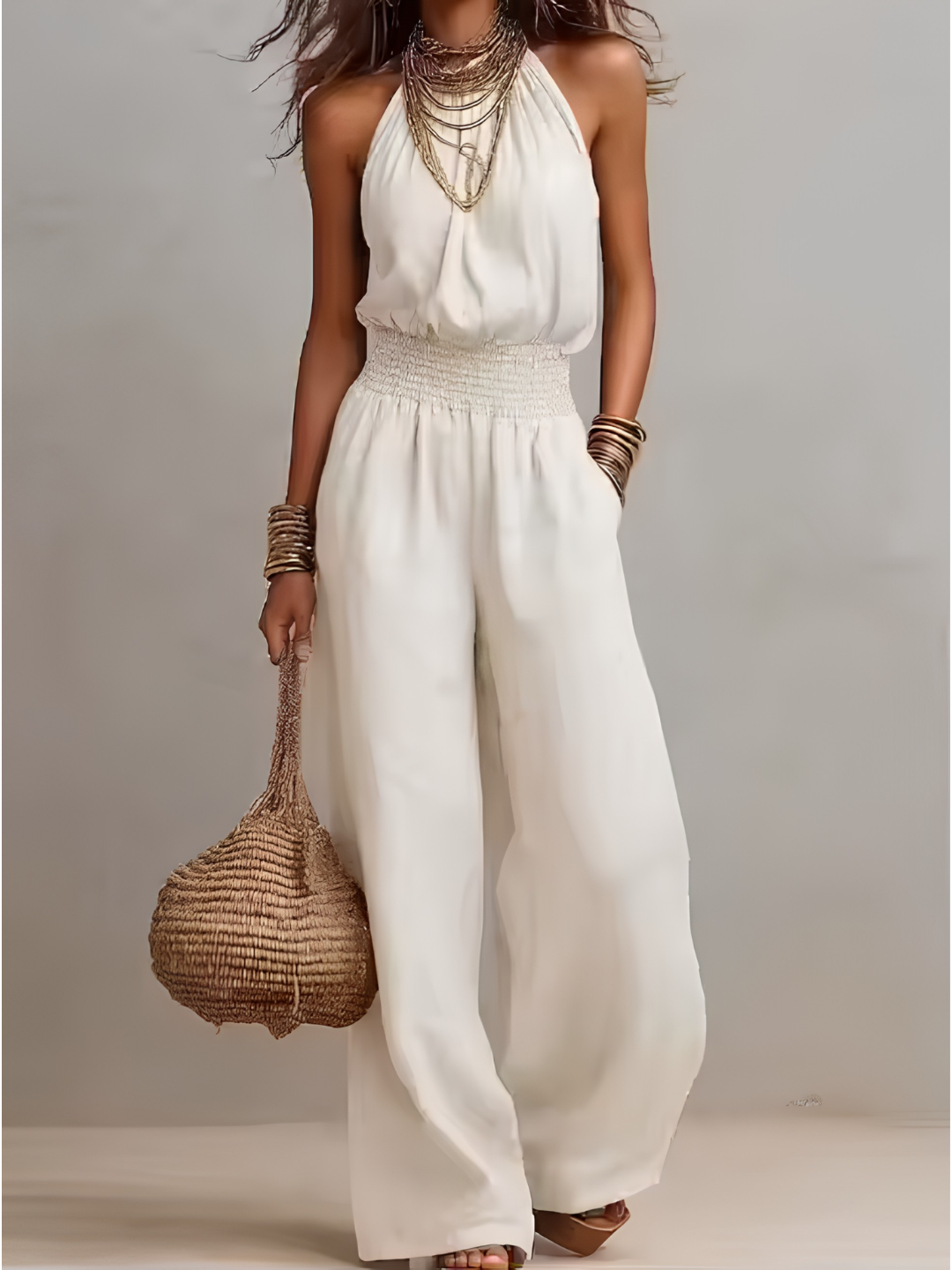 Valeria | Mono de pierna ancha con escote halter