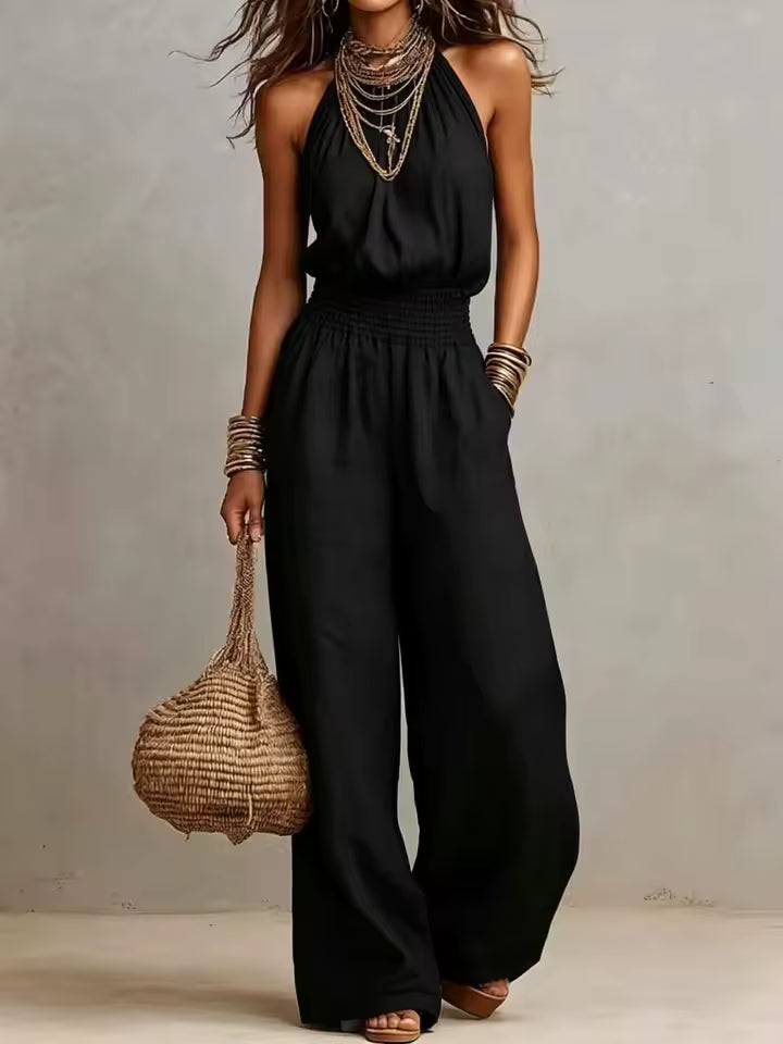 Valeria | Mono de pierna ancha con escote halter