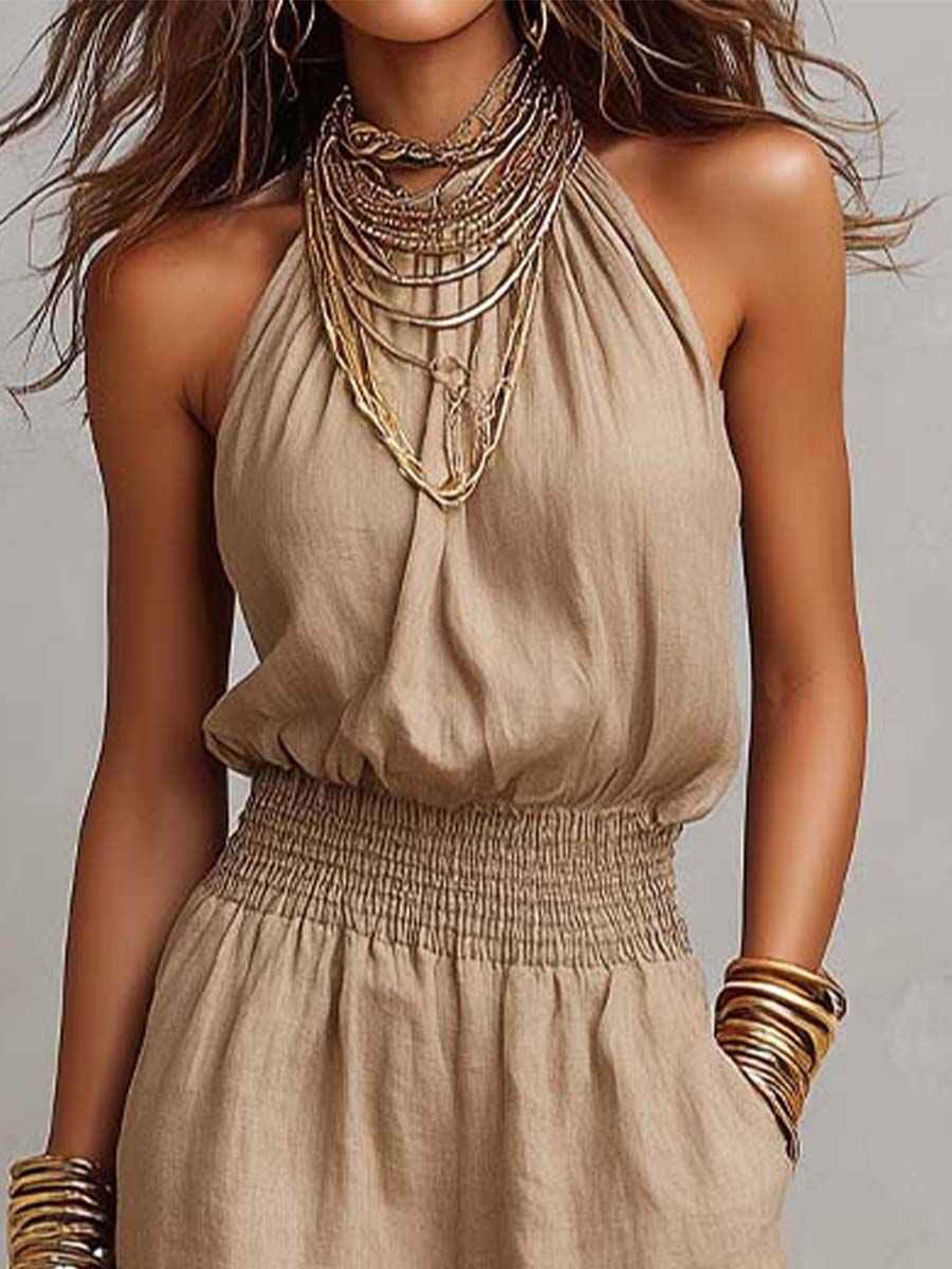 Valeria | Mono de pierna ancha con escote halter