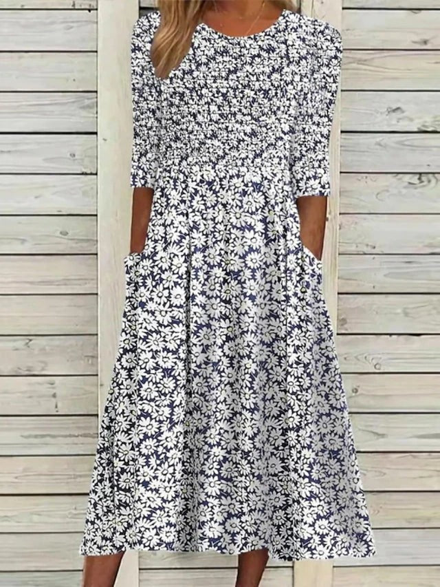 JOYCE | Vestido Midi Floral Elegante que Disimula el Abdomen