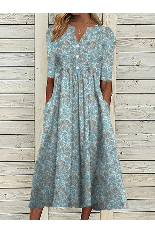 JULIET | Vestido Midi Floral Elegante que Disimula el Abdomen