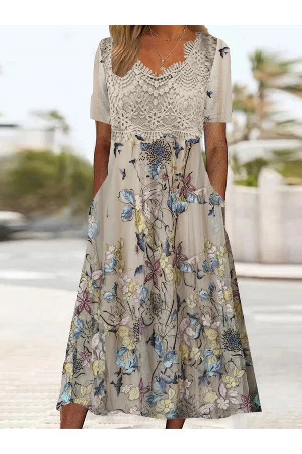 RACHELLE | Vestido Midi de Encaje Elegante que Disimula el Abdomen