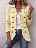 Lillian | Chaqueta de Punto Canalé Color Mantequilla con Volantes