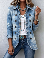 Jemison | Chaqueta Boho Vintage con Estampado Botánico Degradado y Volantes