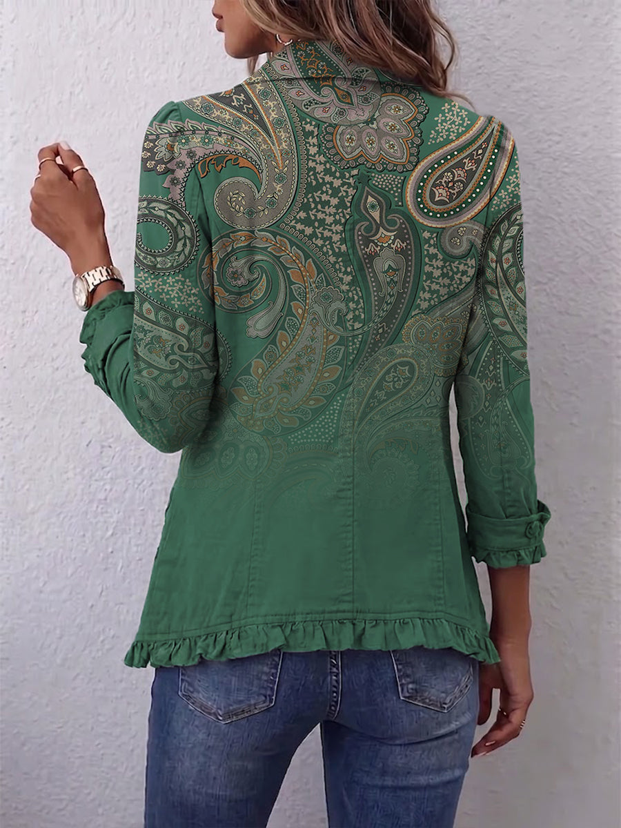Jemara | Chaqueta Bohemia con Estampado Paisley y Volantes