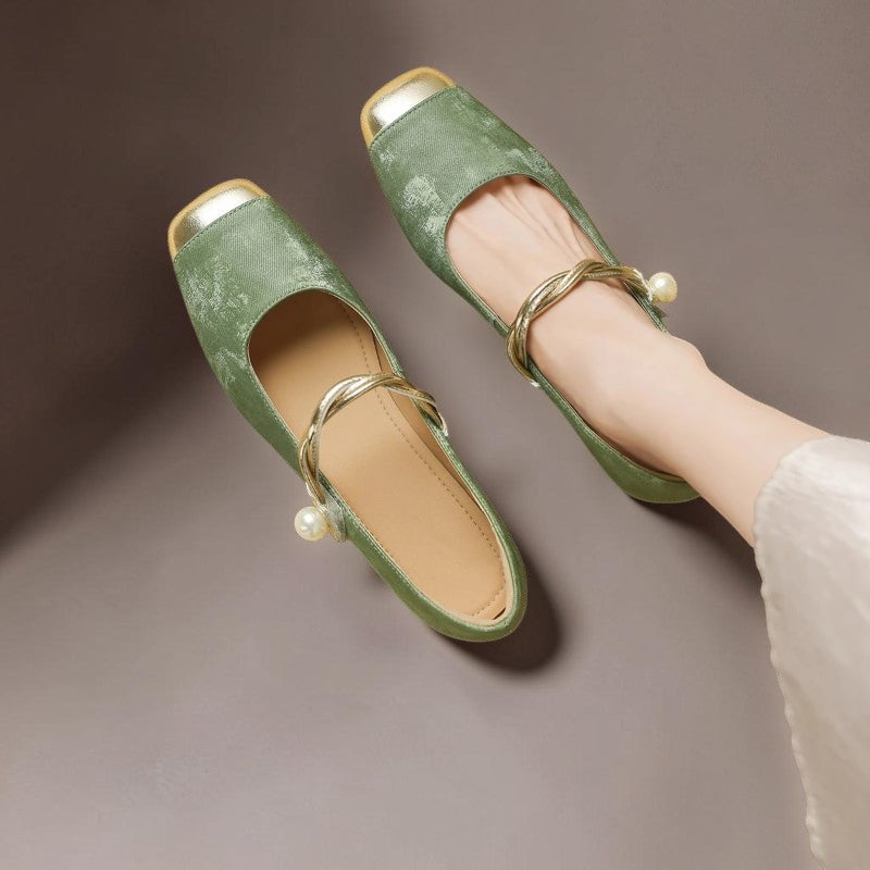 Léa | Zapatos de salón de punta cuadrada con perlas