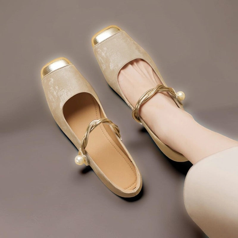 Léa | Zapatos de salón de punta cuadrada con perlas