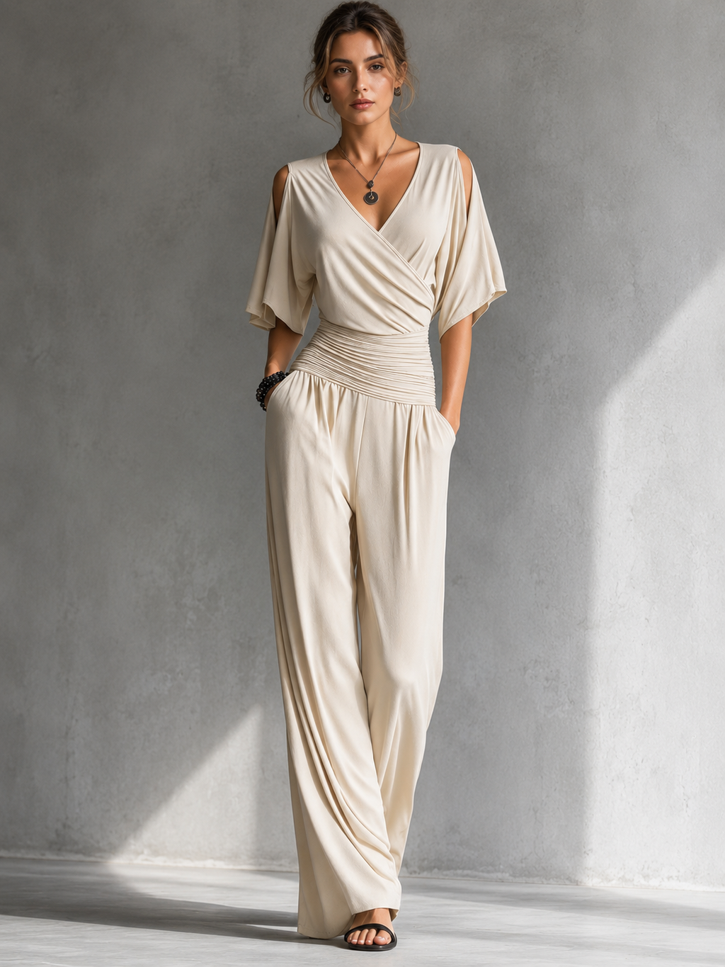 Zeni | Mono cruzado elegante de pierna ancha