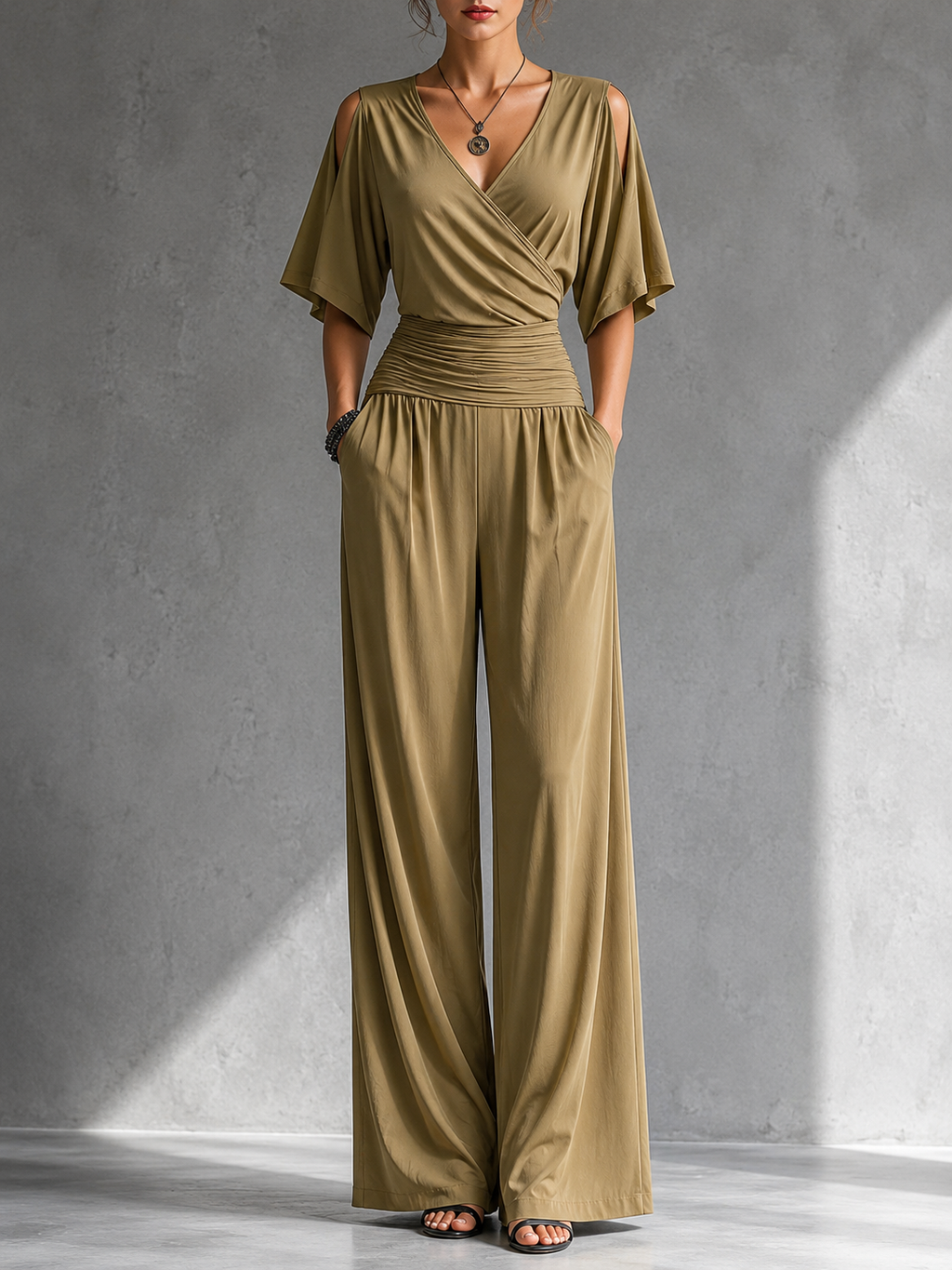Zeni | Mono cruzado elegante de pierna ancha