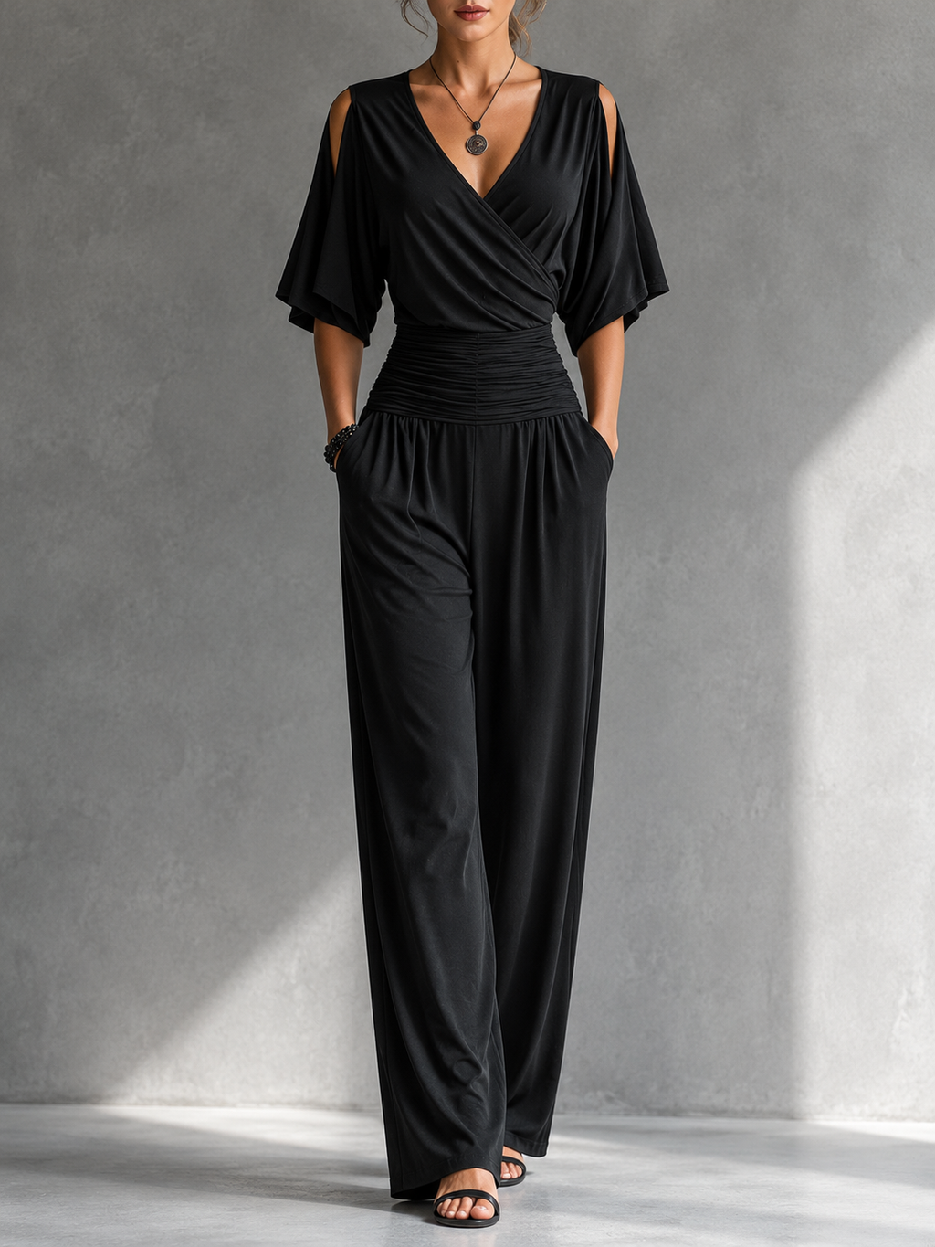 Zeni | Mono cruzado elegante de pierna ancha